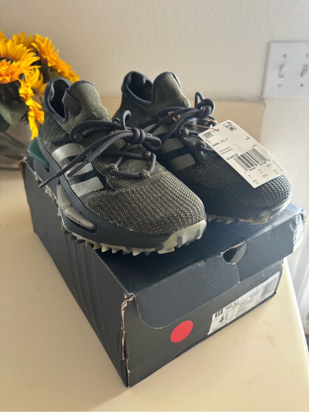 Adidas Kids Olive Green Sneakers